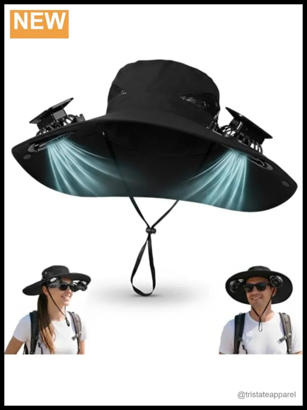 Solar Powered Hat with Fan, UPF 50+ Wide Brim Sun Hat for Hiking Camping Fishing